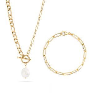 18K Gold Bracelet & Necklace Combo